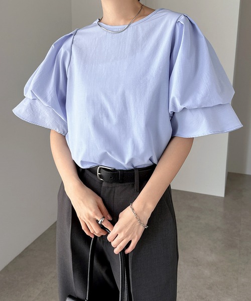 「andme」 「alma design」半袖ブラウス M ブラック レディース_画像4