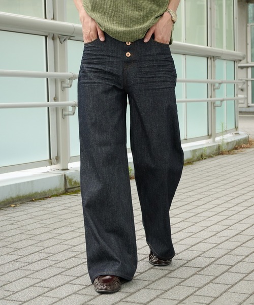 Perushu ジーンズ Button Fly Rigid Denim Pants／ボタンフライト