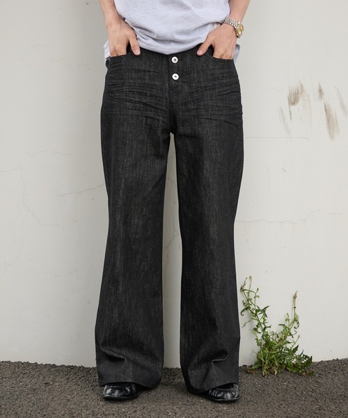 Perushu ジーンズ Button Fly Rigid Denim Pants／ボタンフライト