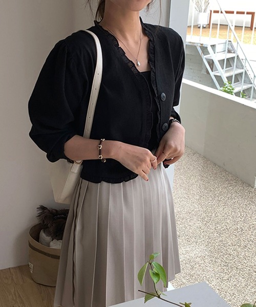 Girly Doll ブラウス シャツ フリルVネックカーディガン レディース