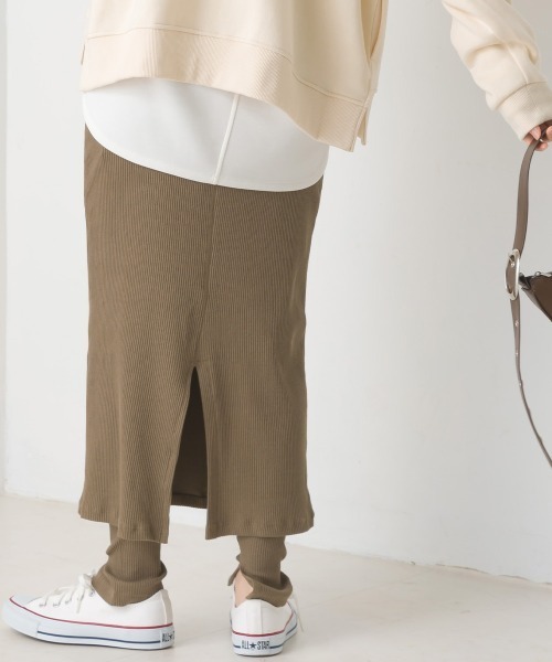 OMNES（ファッション） レギンス スパッツ スリット入リブタイト  