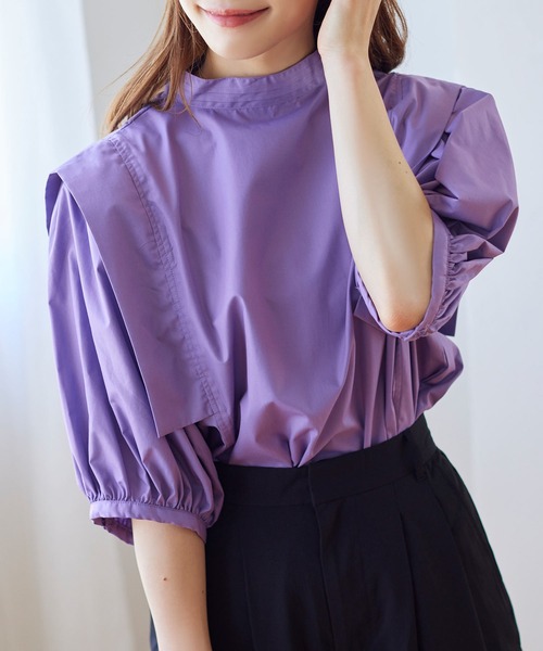 ショルダータックボリュームブラウス　ベージュ セール☆2690円→990円 ブラウス レディース セットアップ可能 スーツ