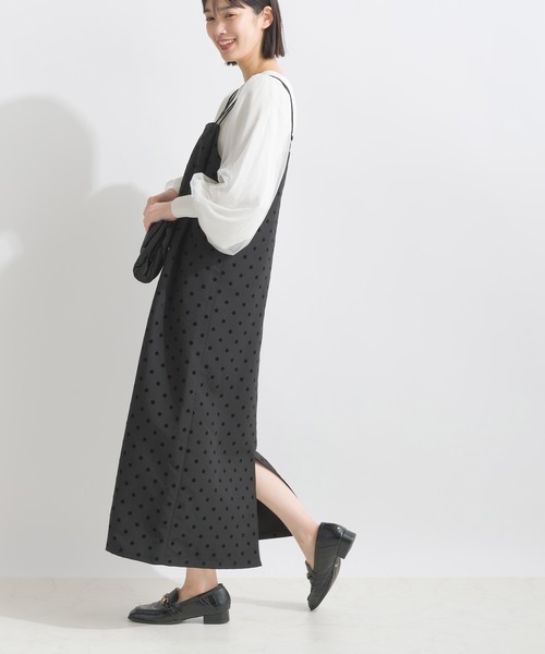 PICCIN PERLA ワンピース フロッキードットロングキャミワンピース