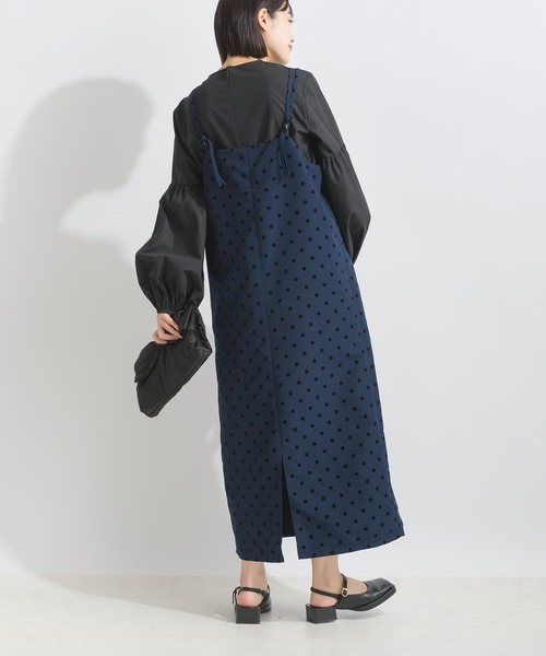PICCIN PERLA ワンピース フロッキードットロングキャミワンピース