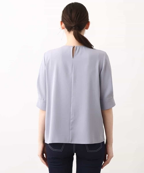 tシャツ フロントタックジョーゼットブラウス/洗える/WEB限定サイズ レディース OFUON tシャツ フロントタックジョーゼットブラウス/洗える/WEB