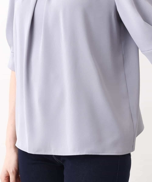 tシャツ フロントタックジョーゼットブラウス/洗える/WEB限定サイズ レディース OFUON tシャツ フロントタックジョーゼットブラウス/洗える/WEB
