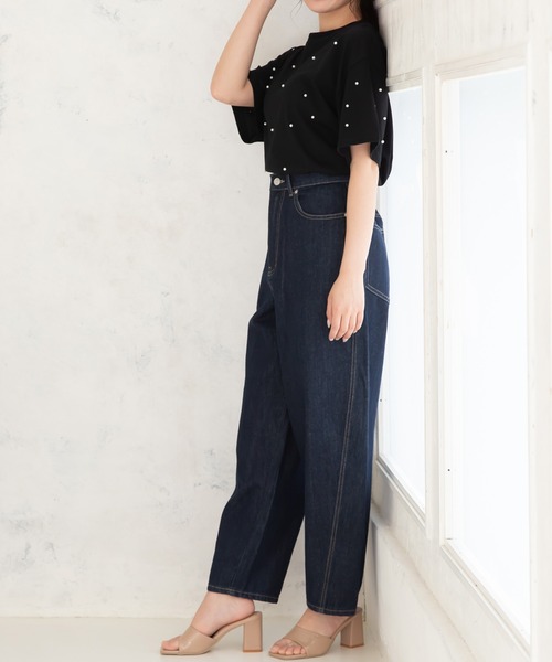 素敵 パールクリップ 半袖 Tシャツ tシャツ パール付きTシャツ レディース : ZOZOTOWN Yahoo!店