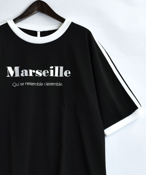 おしゃれスタ tシャツ オーバーサイズ モノトーン 袖ライン