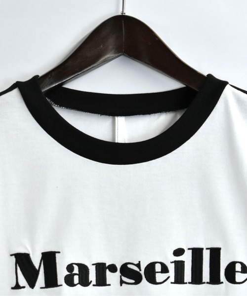 おしゃれスタ tシャツ オーバーサイズ モノトーン 袖ライン フロント 