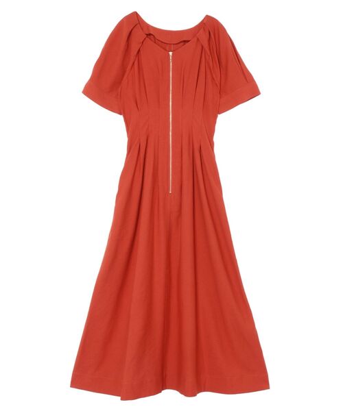 ワンピース フロントZIPウエストタックワンピース レディース  