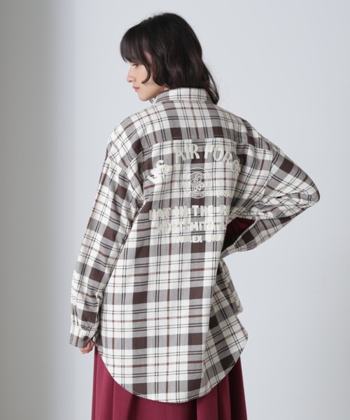 ブラウス シャツ 「直営店限定」COTTON WIDE CHECK EMB SHIRTS USAF/コットンワイドチェック刺繍シャツ レディース