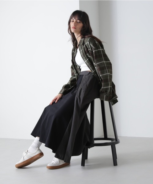 ブラウス シャツ 「直営店限定」COTTON WIDE CHECK EMB SHIRTS USAF/コットンワイドチェック刺繍シャツ レディース 直営店限定》COTTON WIDE CHECK EMB SHIRTS USAF/コットンワイド