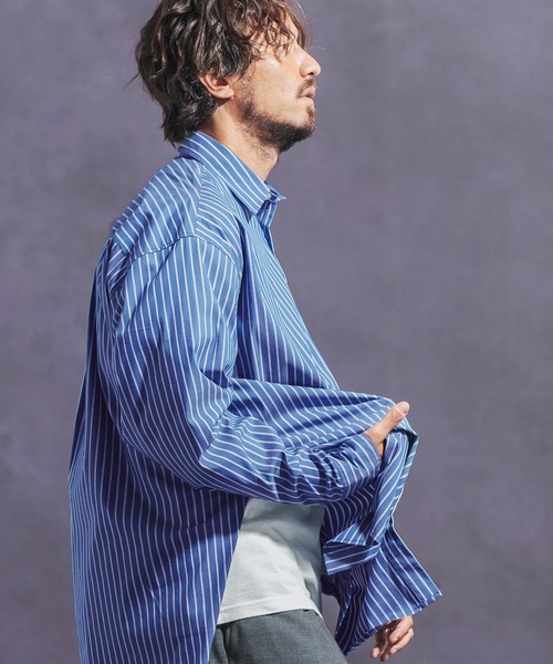 メンズ ストライプシャツ 大きめ ストリート H00262 楽天市場】柄シャツ メンズ 長袖 総柄シャツ メンズ ストライプ