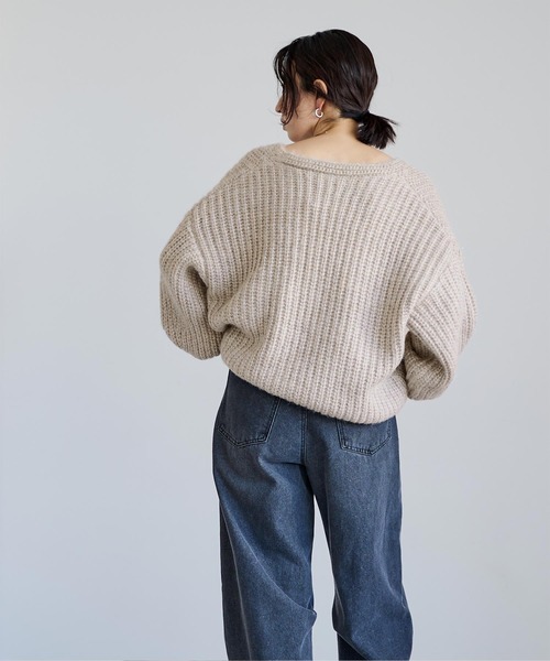 【未使用品】LOUNIE　ニット セーター Vネック オーバーサイズ　FREE HEILIS ニット セーター 深Vネックプルオーバーニット