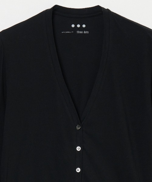 three dots カーディガン ジャージーコレット クロップド