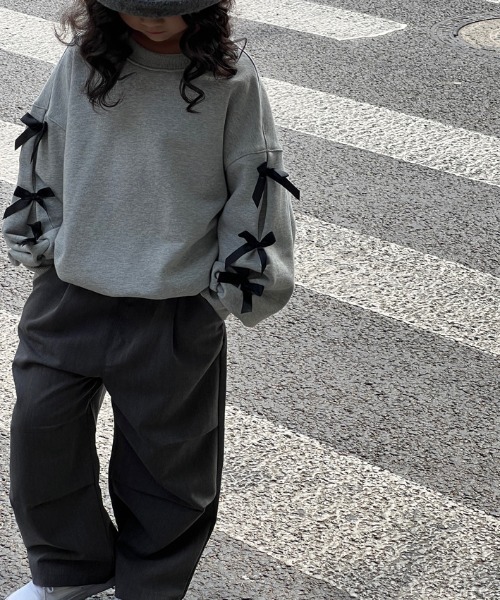 トレーナー リボンタックスリーブスウェット キッズ 子供服 女の子