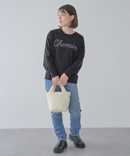 Green Parks ニット セーター 洗える さがら刺しゅうロゴニット