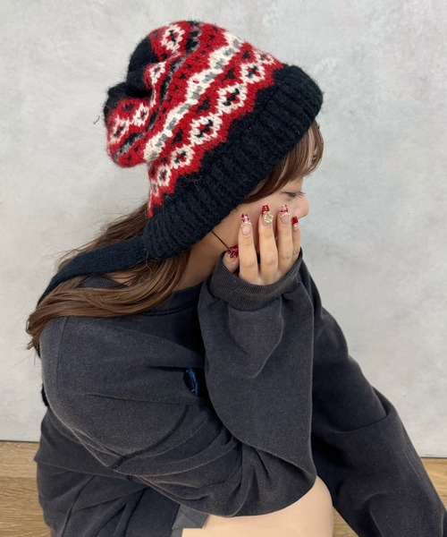 90s カウチンニット ニット帽 ビーニー ネイティブ柄 ウール ニットキャップ 90s カウチンニット ニット帽 ビーニー ネイティブ柄 ウール ニット