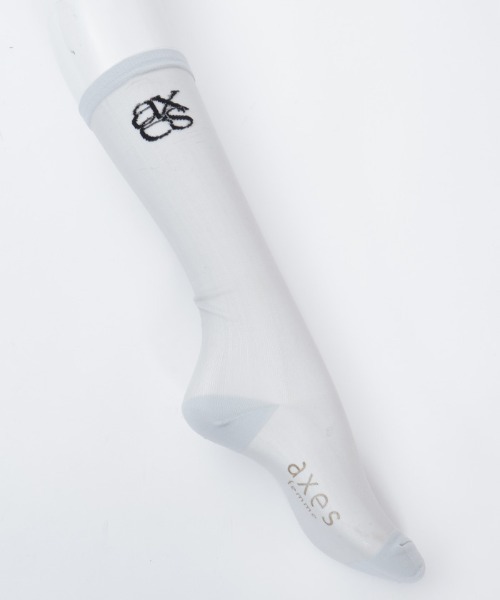 axes femme（アクシーズ ファム） 靴下 ロゴ入りシアーハイソックス