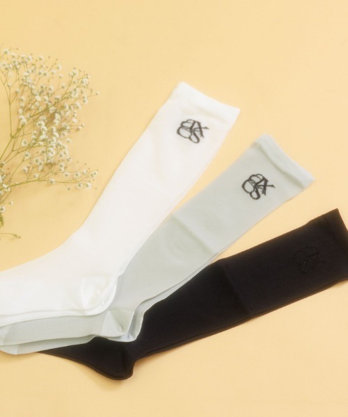 axes femme（アクシーズ ファム） 靴下 ロゴ入りシアーハイソックス