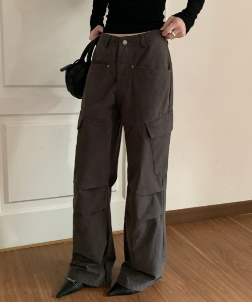 24ss NULLUS フレア カーゴ パンツ BRUNNETTE サイズ 3 NULLUS(ヌルス) 24SSコットンヘビーフレアカーゴパンツ