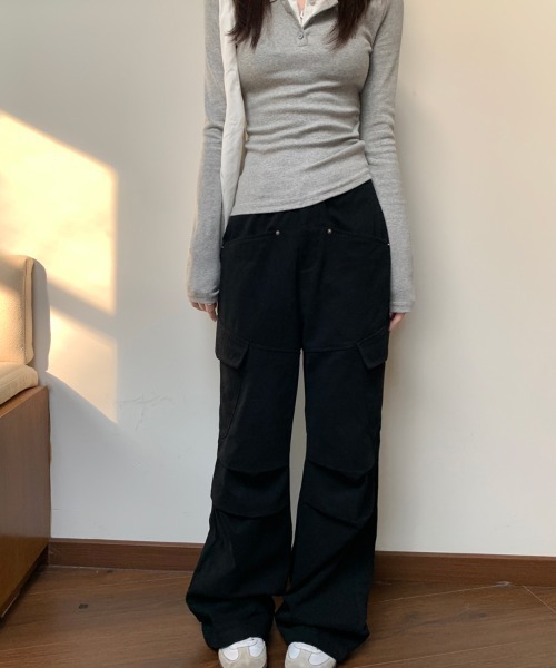 miiimelt the lady カーゴフレアパンツ　ブラック　S miiimelt the lady カーゴフレアパンツ ブラック S ブラック