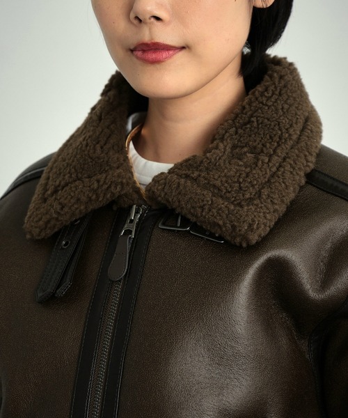 「ALPHA」 ジップアップブルゾン SMALL ブラウン レディース_画像3