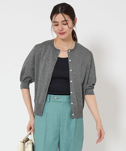 【人気ショップが最安値挑戦！】 label green relaxing ショート フォルム ラメ カーディガン トップス