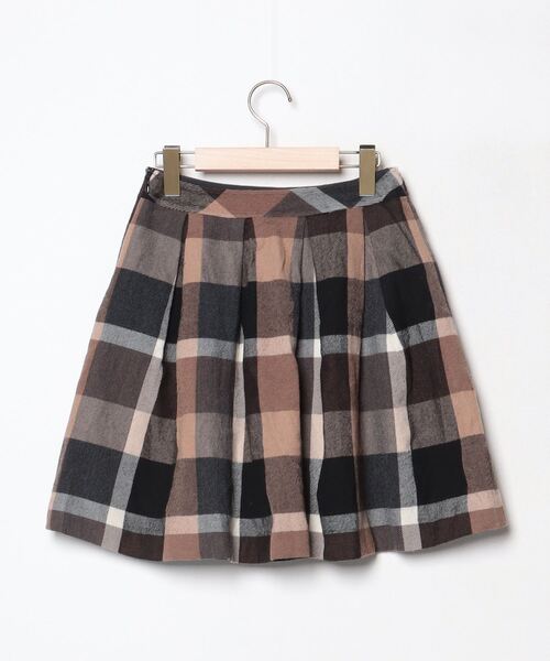 「BLUE LABEL CRESTBRIDGE」 チェック柄フレアスカート 36 ブラウン レディース_画像2