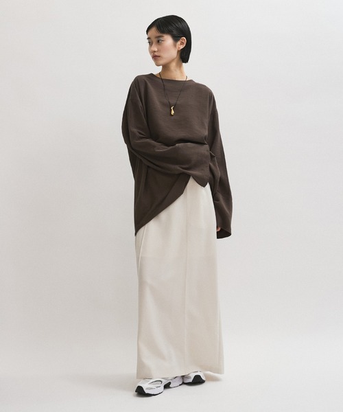 アダムエロペ 23年 1.9万円 ブラウス シャツ コットン 長袖 ゆったり 白 Sea Island Cotton】バンドカラー シャツ（シャツ/ブラウス