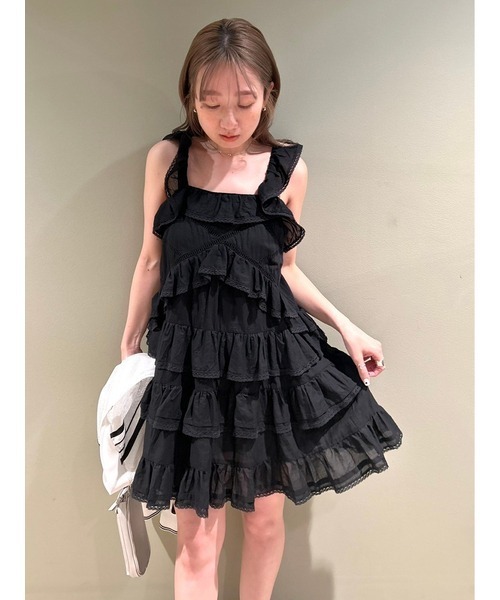 値下げ　FURFUR  チュニックワンピース FURFUR チュニック ティアードフリルチュニックワンピ―ス