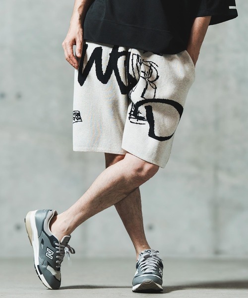 GLIMCLAP パンツ mp13547- Jacquard texture knit shorts ショート