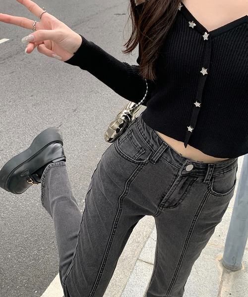 [Jewelobe] Denim брюки M sax голубой женский 