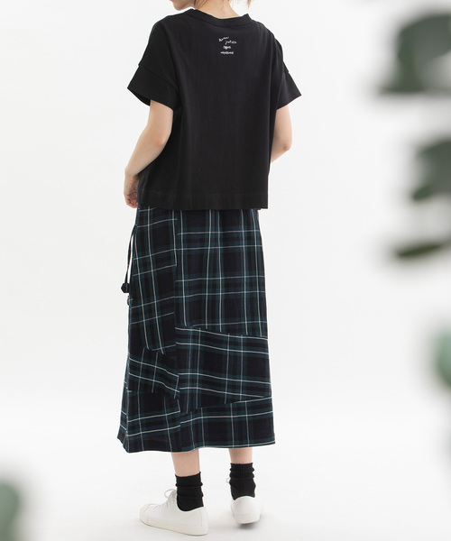 ノップドゥノッド nop de nod Ciel USコットン5分袖前後文字プリントTシャツ （ダークグレー） ノップドゥノッド nop de nod Ciel USコットン5分袖前後文字