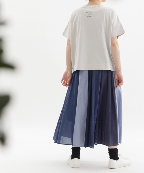 ノップドゥノッド nop de nod Ciel USコットン5分袖前後文字プリントTシャツ （ダークグレー） ノップドゥノッド nop de nod Ciel USコットン5分袖前後文字