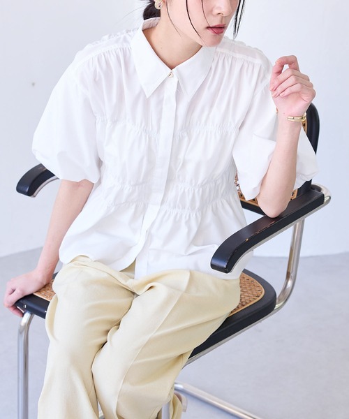 VIS ブラウス シャツ 「新色追加」「店頭人気」シャーリング