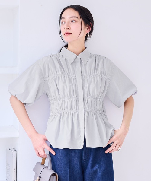 VIS ブラウス シャツ 「新色追加」「店頭人気」シャーリング
