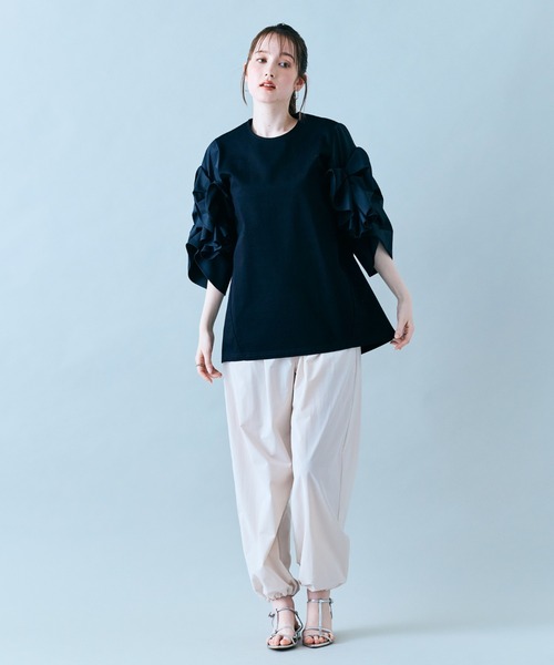 Audie a Muses ドロスト サテン カーゴパンツ Audie a Muses パンツ スカラップカーゴパンツ レディース