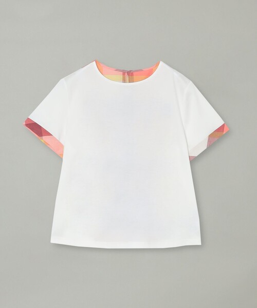 tシャツ コンパクトピマスムースバイアスチェックTシャツ レディース セール】コンパクトピマスムースバイアスチェックTシャツ（T