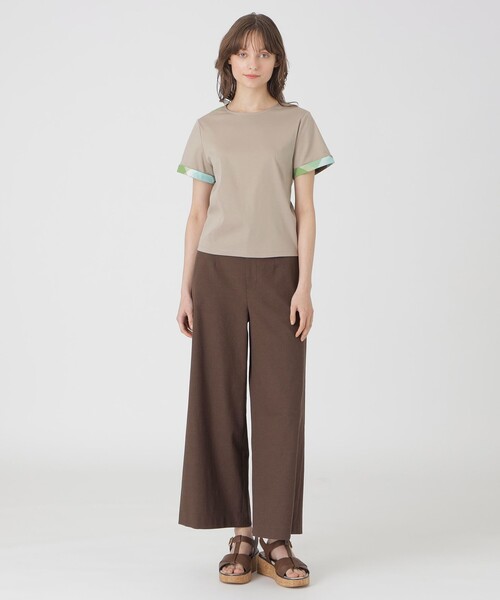 tシャツ コンパクトピマスムースサイドチェックカットソー レディース BLUE LABEL CRESTBRIDGE tシャツ コンパクトピマスムースバック