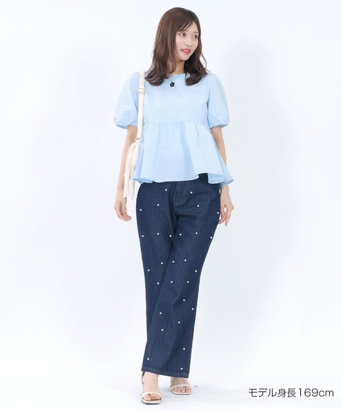 ブラウス シャツ マリークワント mary quant ダブルリボンペプラム ブラウス レディース マリークワント MARY QUANT ダブルリボンペプラム ブラウス
