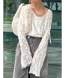ニット セーター 2Way透かし編みルーズニット レディース｜ZOZOTOWN Yahoo!店