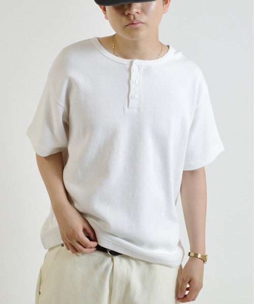 tシャツ 「Sourcream/サワークリーム」ワッフルヘンリーネックTEE / 2サイズ レディース メンズ