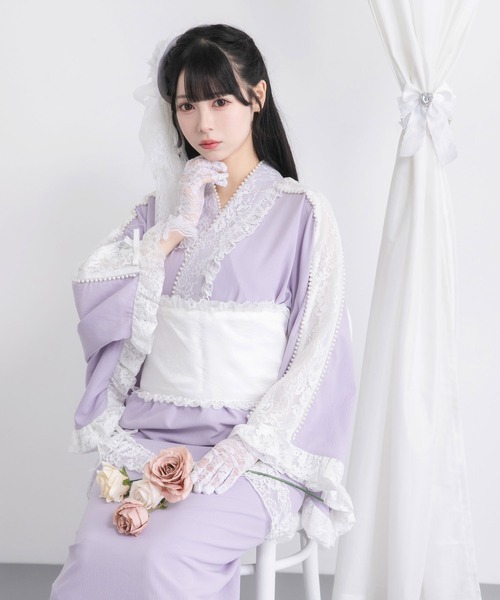 DearMyLove 浴衣 お嬢様パールレースフリル浴衣 レディース : ZOZOTOWN