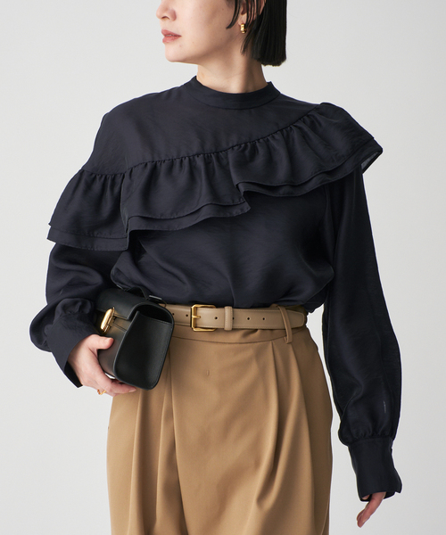olive VERMEIL par iena シアーシルクブラウス　フリル VERMEIL par iena ブラウス シャツ シアーサテンフリルブラウス
