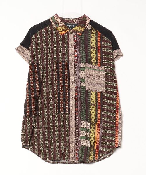 「Desigual」 ノースリーブシャツ 2L グリーン レディース
