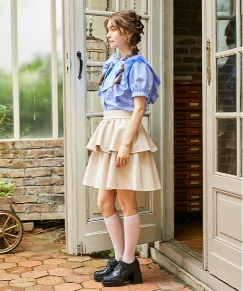 「axes femme POETIQUE」 フリルスカート MEDIUM ブラック レディース