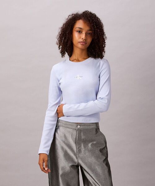 ロングスリーブモノグラムベビーTシャツ【新品未使用】 Calvin Klein（カルバン・クライン） tシャツ ロングスリーブ