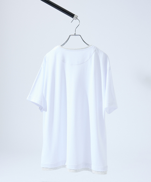 アバハウス（ABAHOUSE）/キーネック カノコ半袖Tシャツ / フェイクレイヤード ABAHOUSE（アバハウス） tシャツ キーネック カノコ半袖Tシャツ