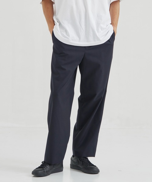 スラックス 「ATON」WOOL TROPICAL LOOSE FIT PANTS／毎日使える定番ウールパンツ メンズ